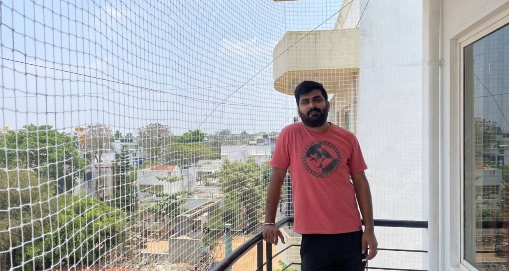 Durable balcony safety nets installed for child and pet protection by Neeraj Safety Nets